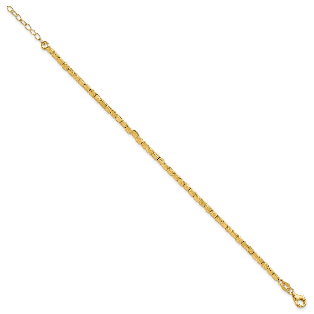 Sterling Silver Gold-plated Polished/Hammered w/1in ext. Bracelet 8  inches