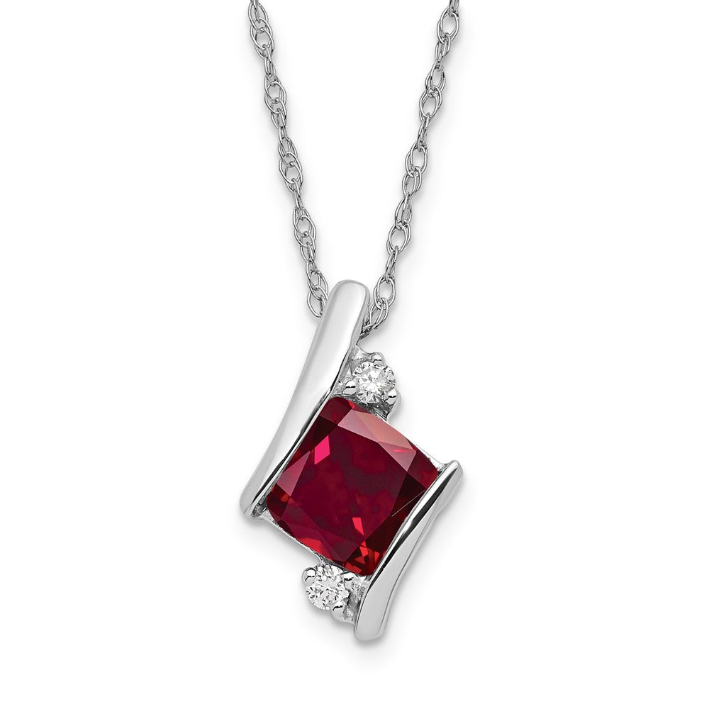 10kw Created Ruby & Diamond Pend Necklace