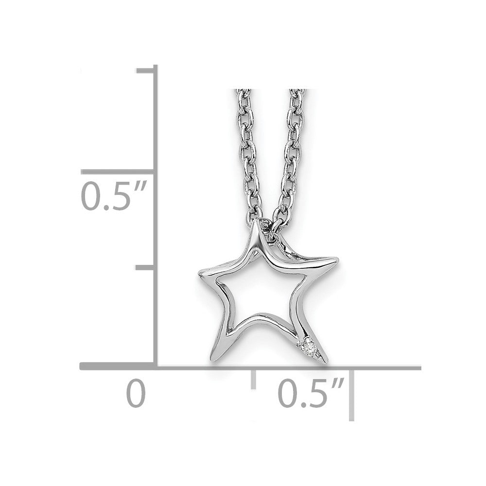 White Ice Sterling Silver Rhodium-plated 18 Inch Diamond Star Necklace with 2 Inch Extender 18 Inches