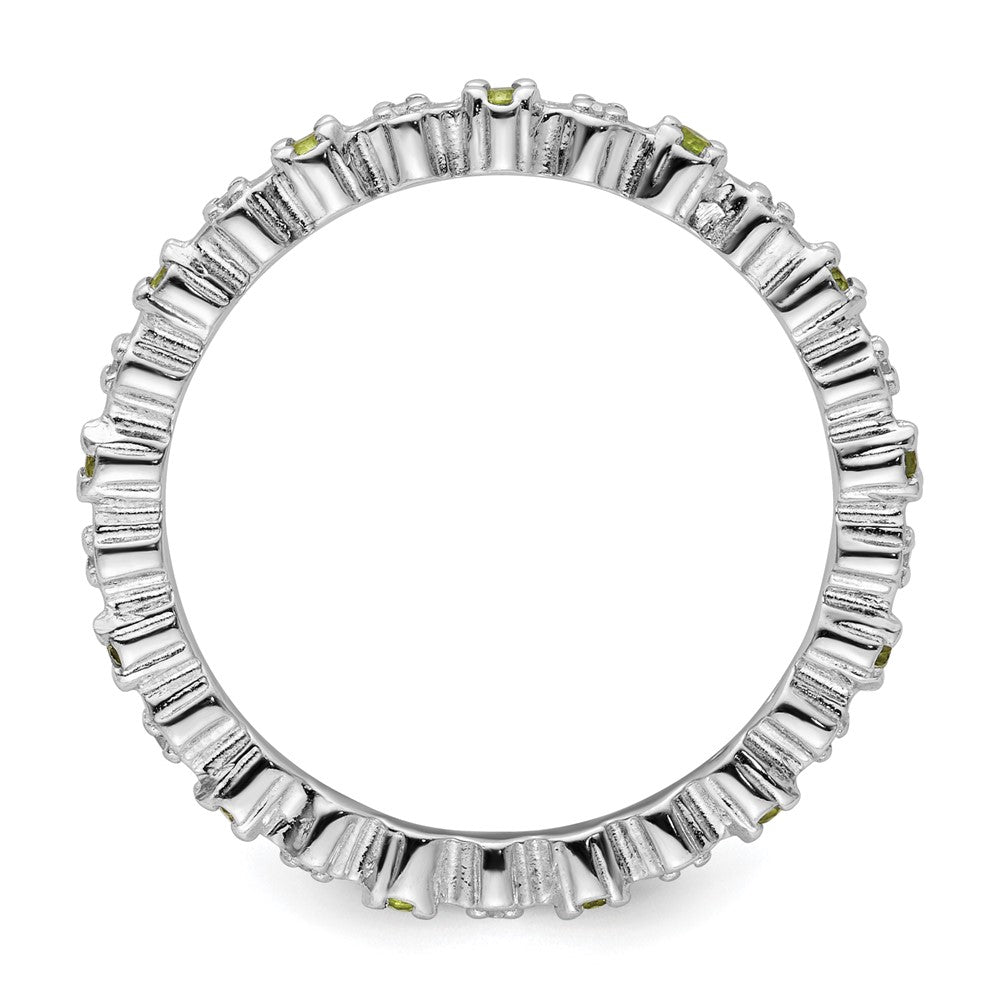 Sterling Silver Stackable Expressions Peridot & Diamond Ring Size -7