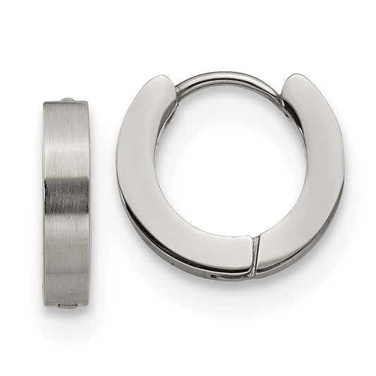 Stainless Steel Brushed and Polished 3mm Hinged Hoop Earrings