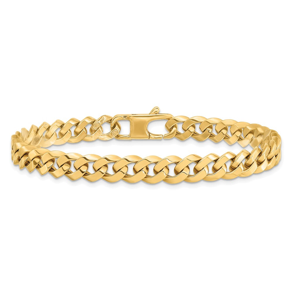 14K 7.0mm Beveled Curb Bracelet 8  inches