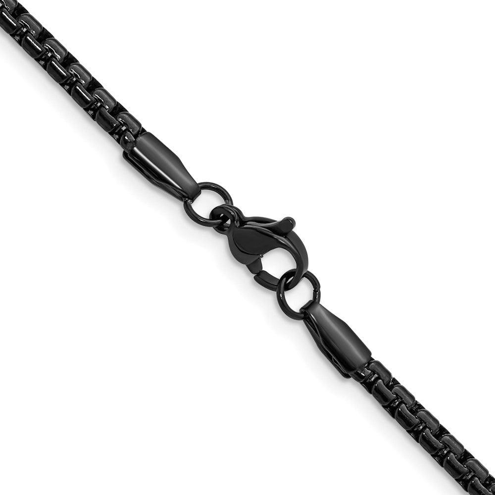 Chisel Stainless Steel Polished Black IP-plated 3mm 22 inch Flat Box Chain