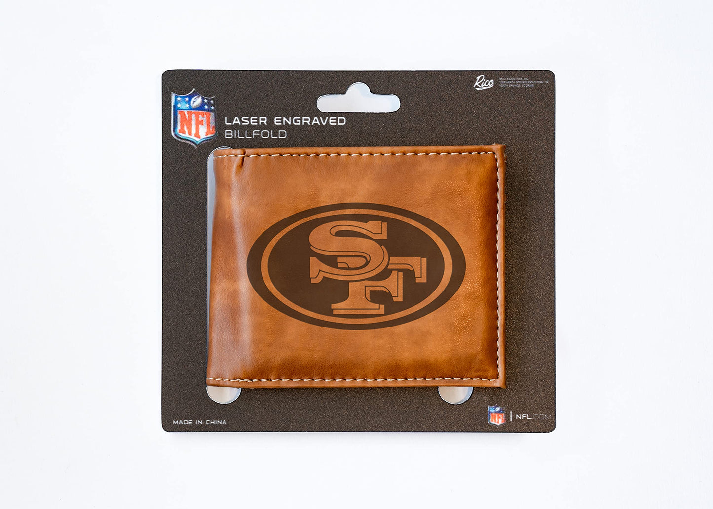 San Francisco NFL 49ers Laser Engraved Brown Billfold Wallet