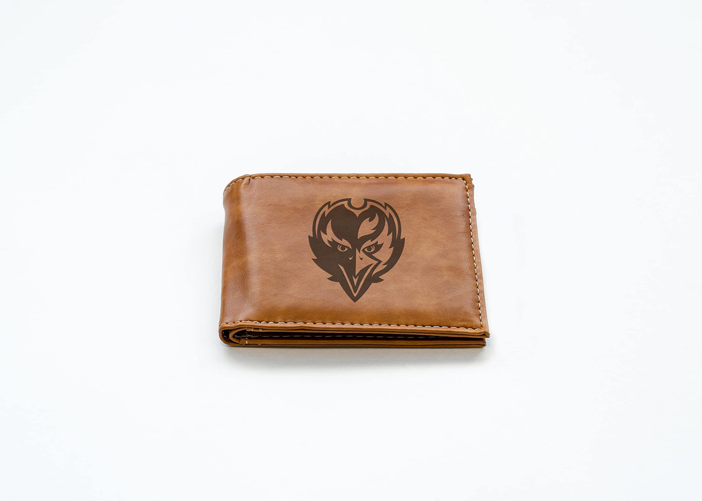 Rico Industries Football Baltimore  Brown Laser Engraved Bill-fold Wallet - Slim Design - Great Gift