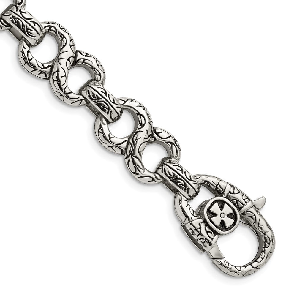 Stainless Steel Antiqued and Polished 8.5in Infinity Symbol Bracelet 8.5 inches