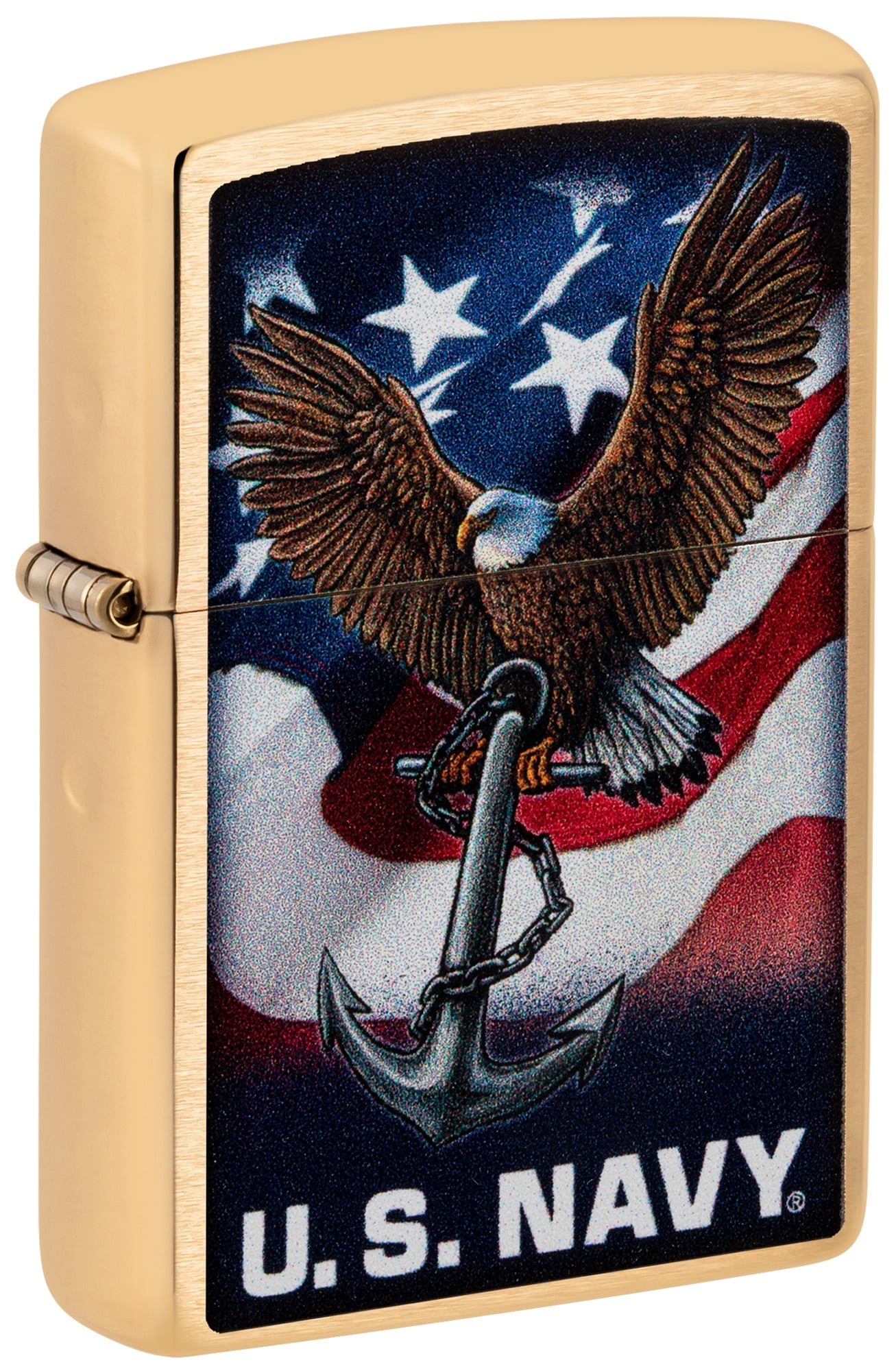 Zippo U.S. Navy Eagle Anchor & Flag Brushed Chrome Pocket Lighter