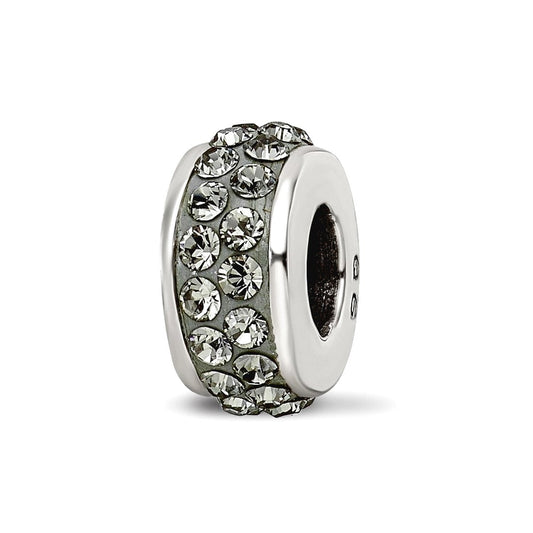 Sterling Silver Reflections Silver/Grey Double Row Preciosa Crystal Bead