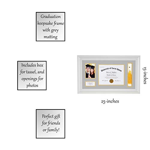 Creative Brands Heartfelt - Motivational Keepsake Diploma and Photo Frame, 15 x 25-Inch, White - Thoreau