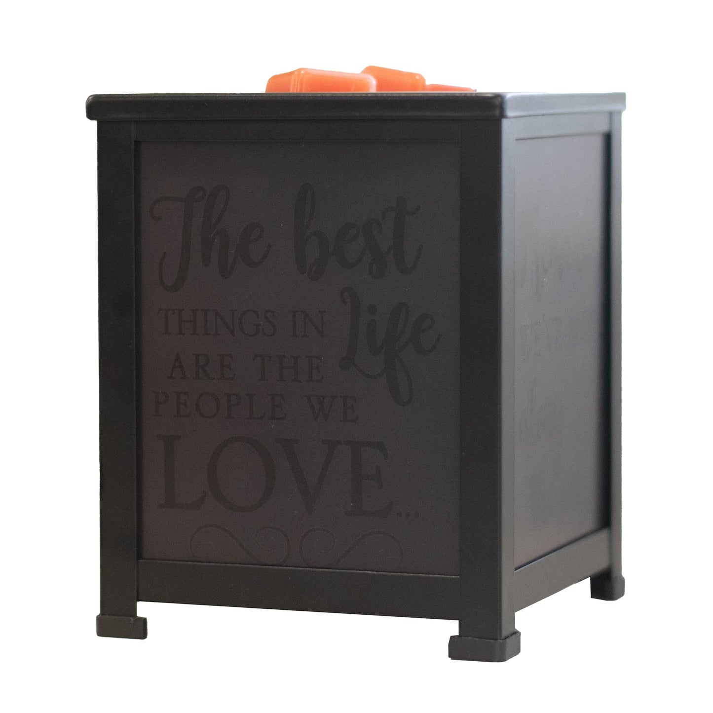 Elanze Designs Best Life Love Black Metal Electrical Wax Tart and Oil Glass Lantern Warmer