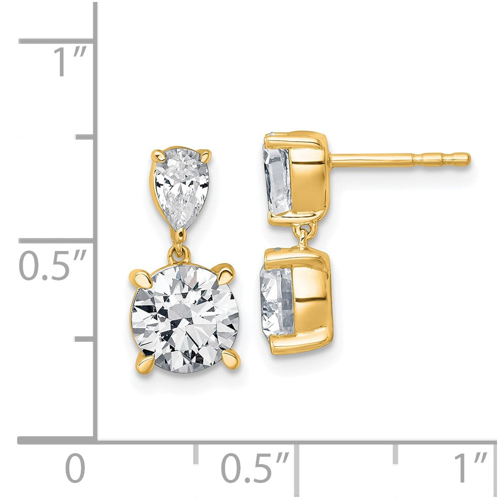 True Origin 14K Yellow Gold 3 carat Lab Grown Diamond VS+ F+ Complete Post Dangle Earrings