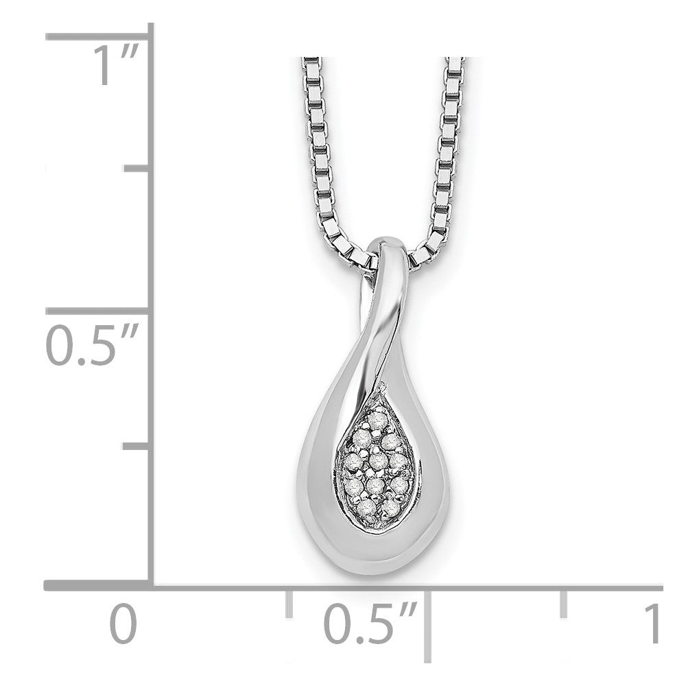 White Ice Sterling Silver Rhodium-plated 18 Inch Diamond Teardrop Necklace with 2 Inch Extender 18 Inches