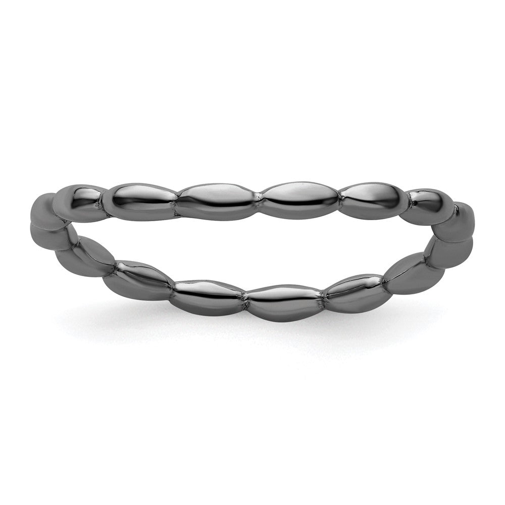 Sterling Silver Stackable Expressions Polished Black-plate Wave Ring Size -9