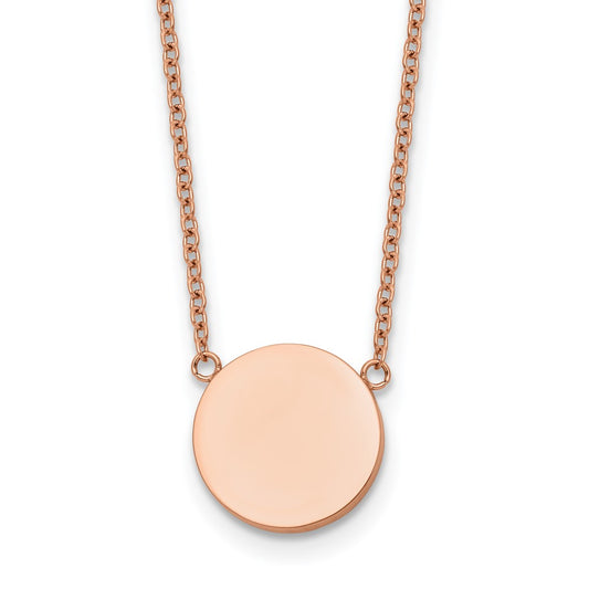 Chisel Stainless Steel Polished Rose IP-plated 1.2mm Disc on a 16 inch Plus a 2 inch Extension Cable Chain Necklace