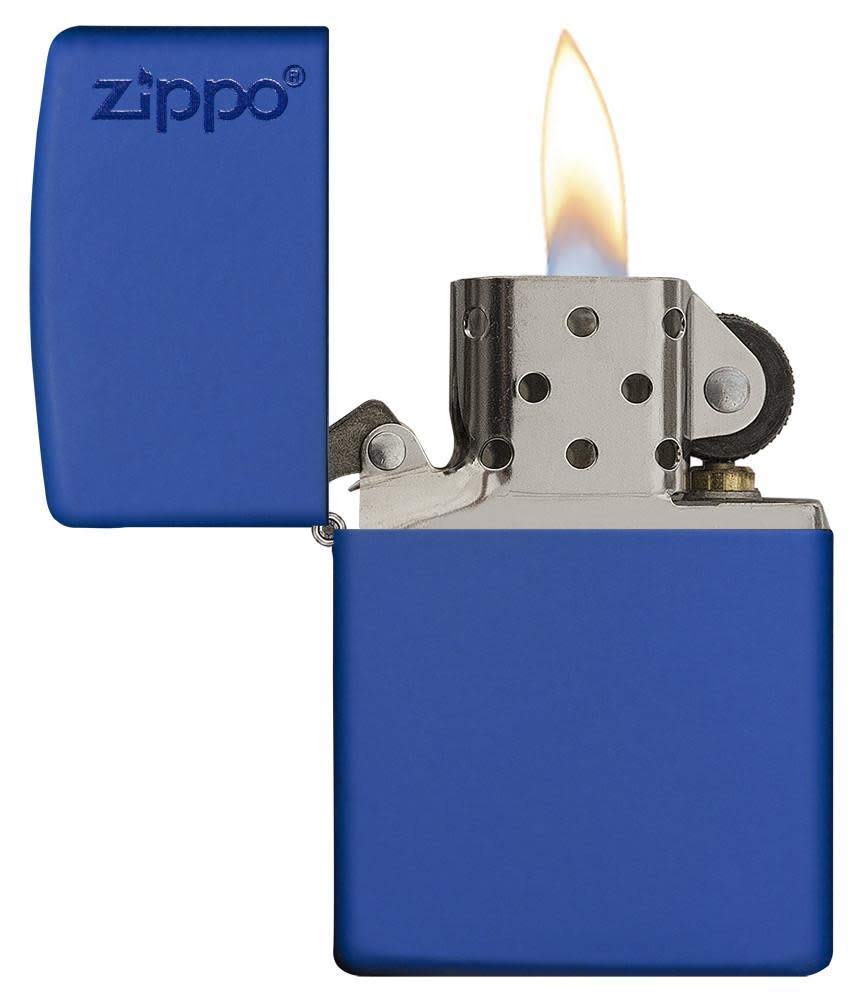 Zippo Logo Matte Pocket Lighter - Royal Blue