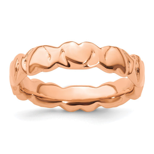 Sterling Silver Stackable Expressions Pink-plated Hearts Ring Size -9