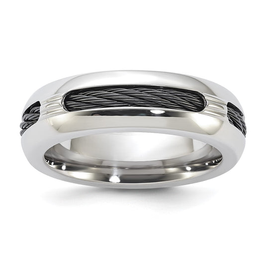 Edward Mirell Steel & Cable Polished 7mm Ring