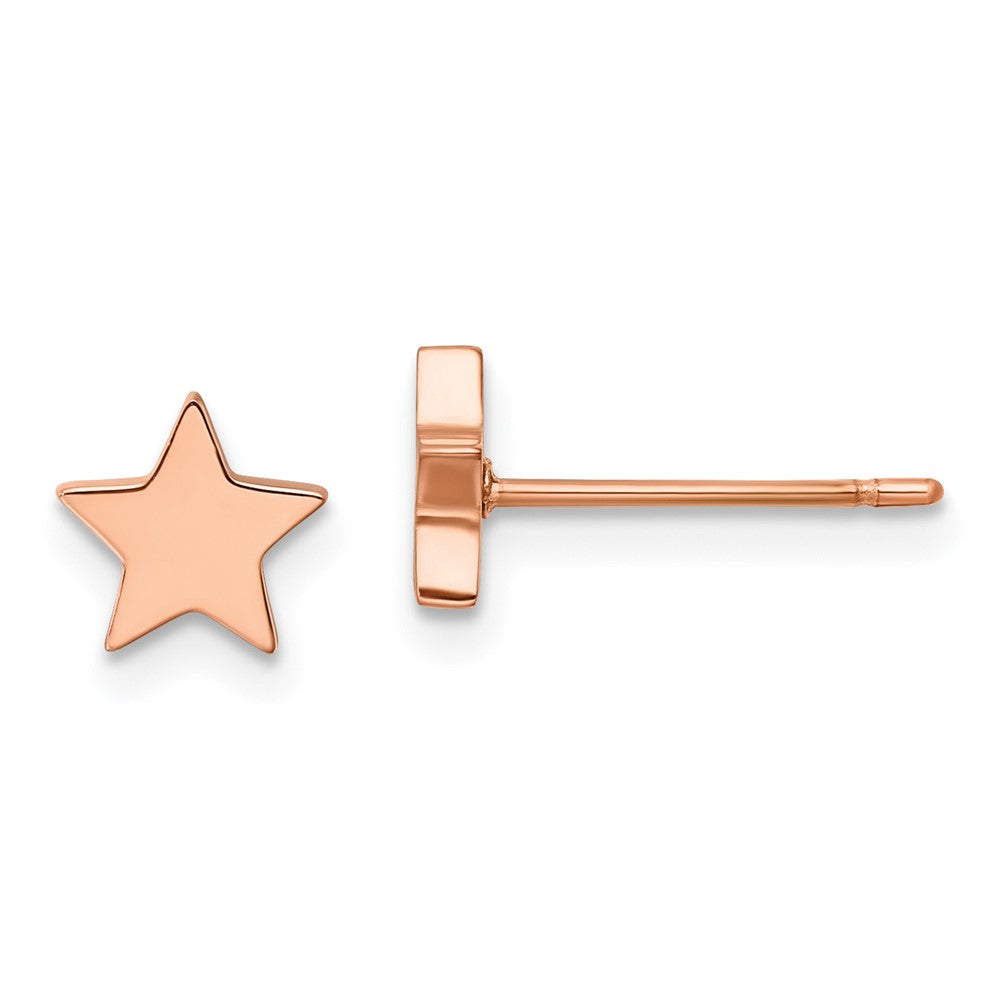 Stainless Steel Polished Rose IP-plated Star Post Earrings