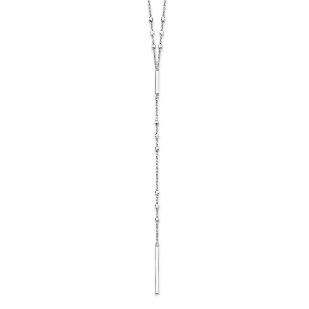 Sterling Silver Rhod-plated Beads/Vertical Bar w/ 1in ext. Y-Necklace 22 Inches