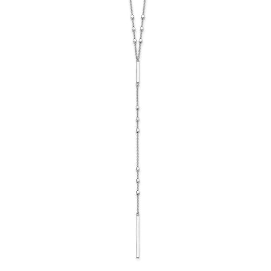 Sterling Silver Rhod-plated Beads/Vertical Bar w/ 1in ext. Y-Necklace 22 Inches
