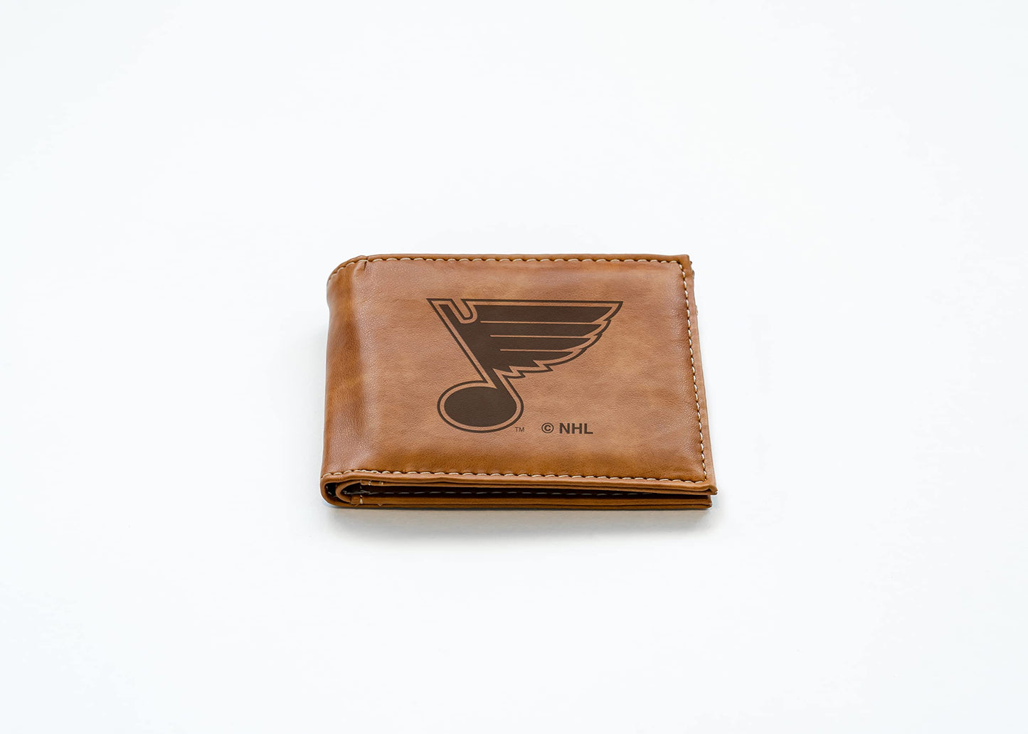 St Louis NHL Blues Laser Engraved Brown Billfold Wallet