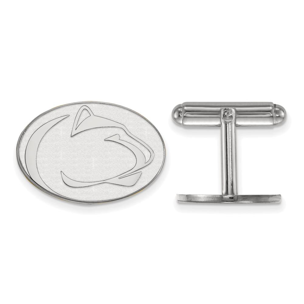 Sterling Silver Rhodium-plated LogoArt Penn State University Lion Cuff Links Q-SS014PSU