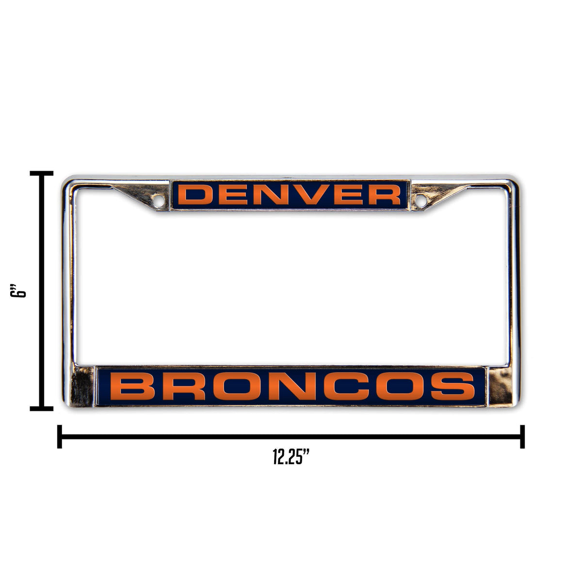 Denver Broncos Laser Chrome License Plate Frame Free Screw Caps Included