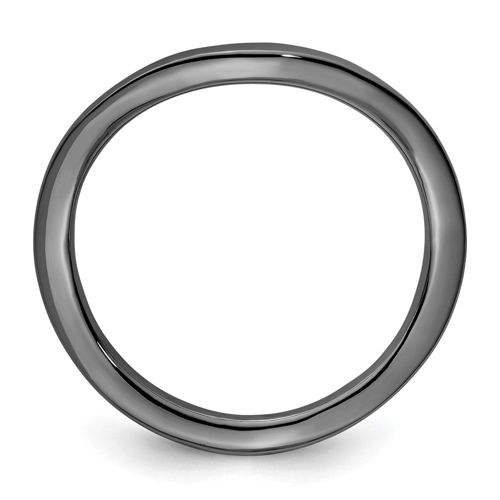 Sterling Silver Stackable Expressions Polished Black-plated Wave Ring Size -6