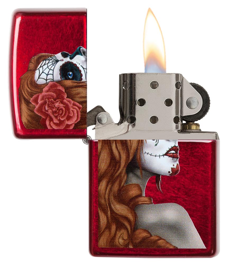 Zippo Day of The Dead Girl Candy Apple Red Pocket Lighter