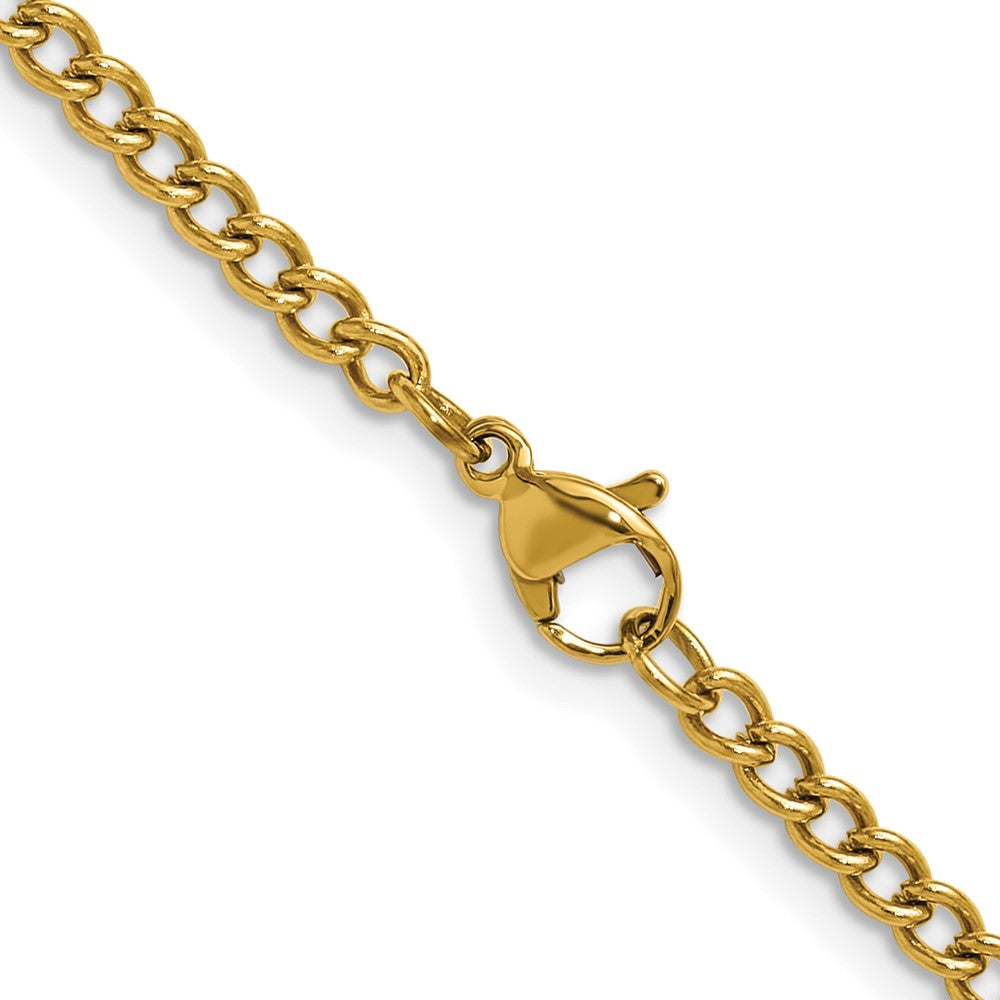 Chisel Stainless Steel Polished Yellow IP-plated 3mm 22 inch Round Curb Chain