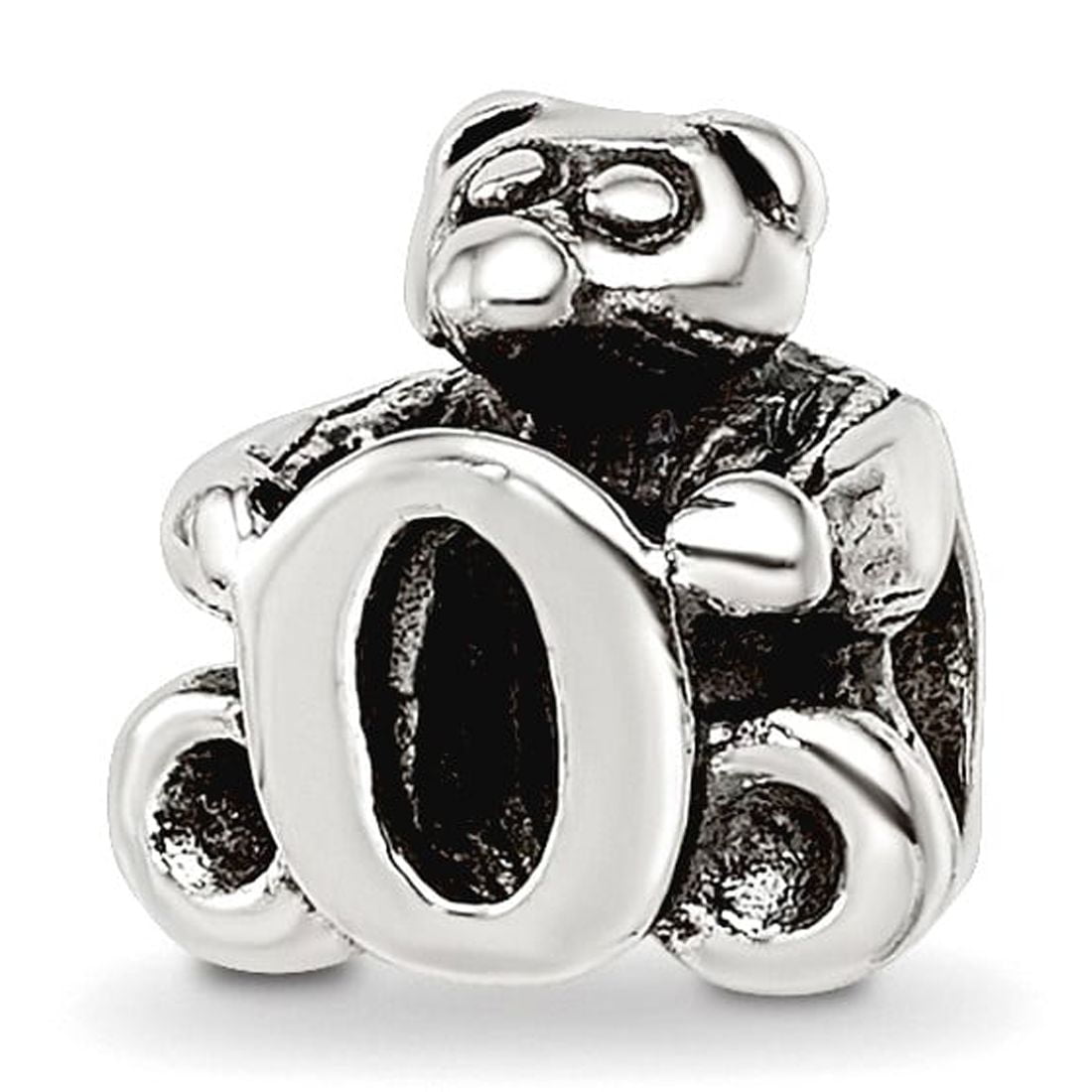 925 Sterling Silver Artisan Oxidized Reflections Teen Letter Name Personalized Monogram Initial O Bead Charm Pendant Nec