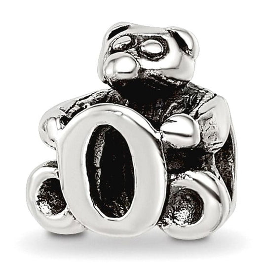 925 Sterling Silver Artisan Oxidized Reflections Teen Letter Name Personalized Monogram Initial O Bead Charm Pendant Nec