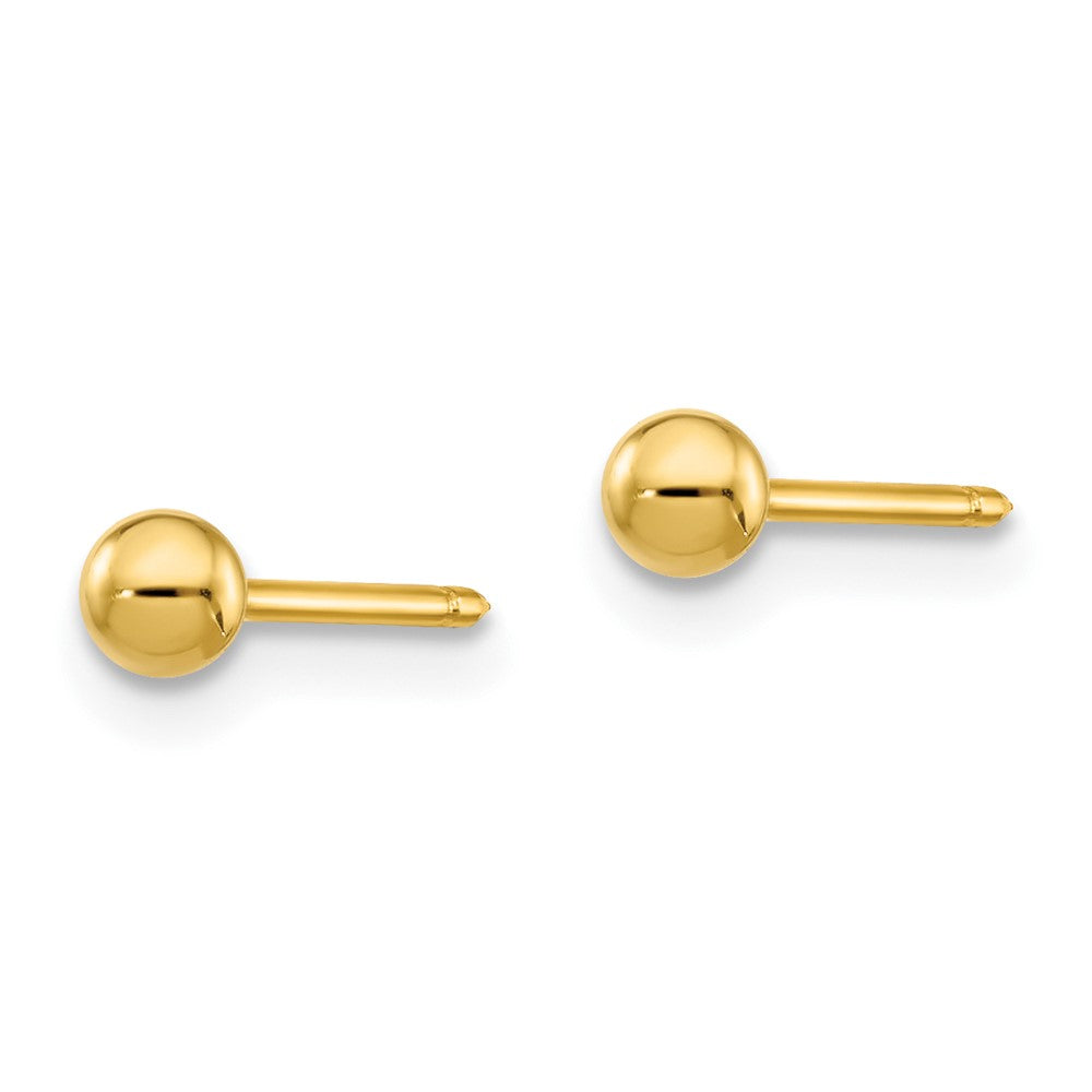 Inverness 14K Gold Polished 3mm Ball Long Post Piercing Earrings