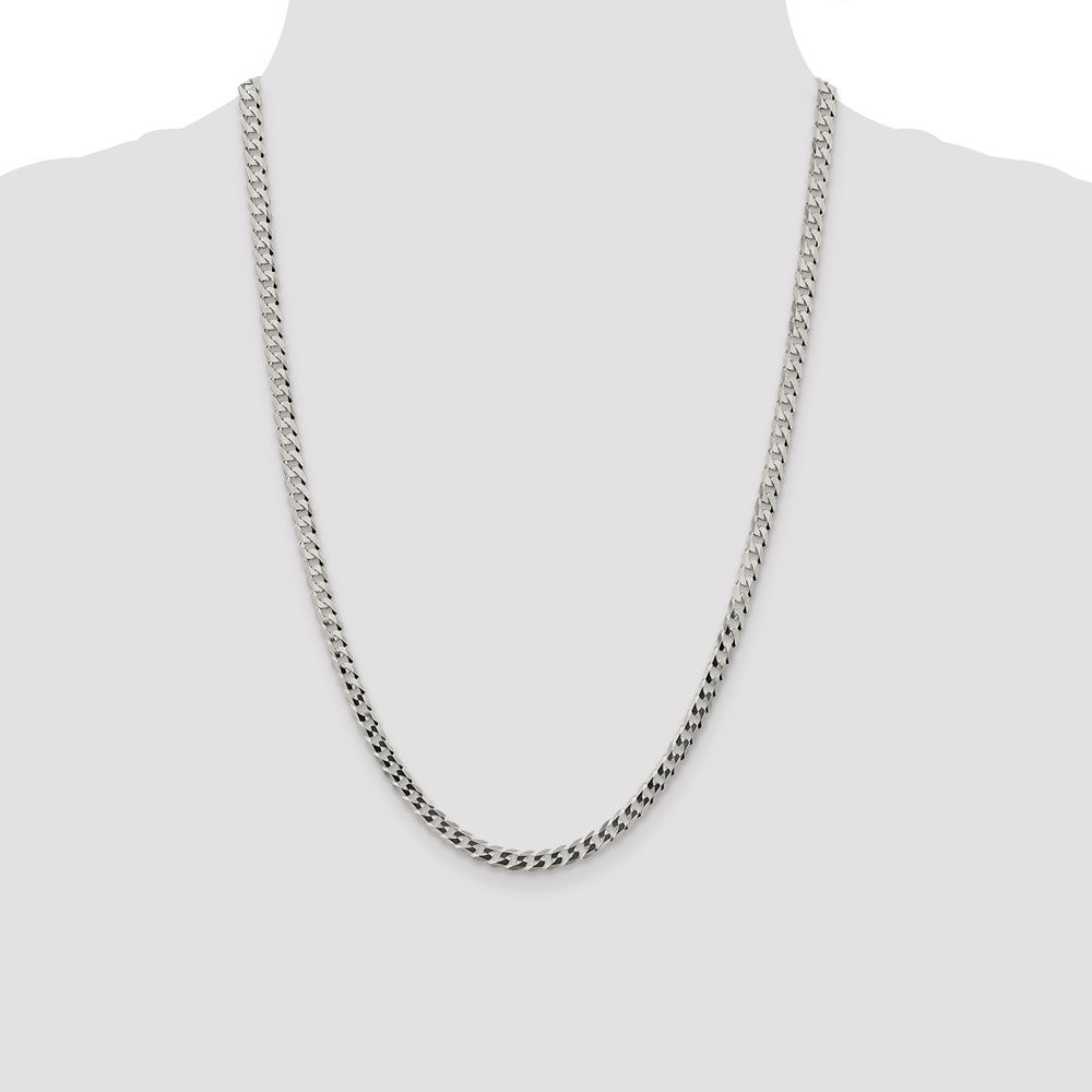 Sterling Silver 4.7mm Flat Curb Chain 24 Inches