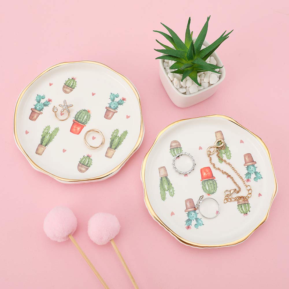 Cacti Ceramic Trinket Plate and Decorative Jewelry Dish