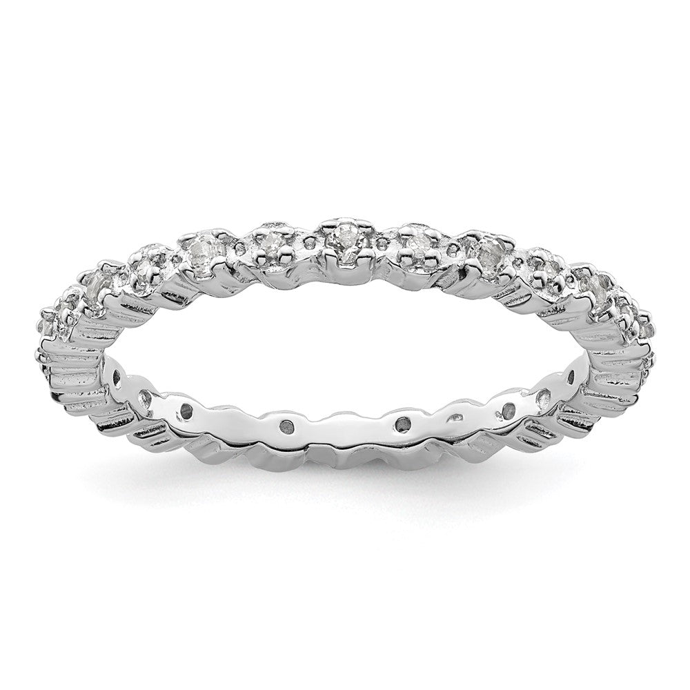 Sterling Silver Stackable Expressions White Topaz & Diamond Ring Size -7