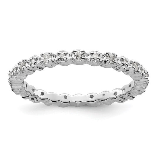 Sterling Silver Stackable Expressions White Topaz & Diamond Ring Size -7