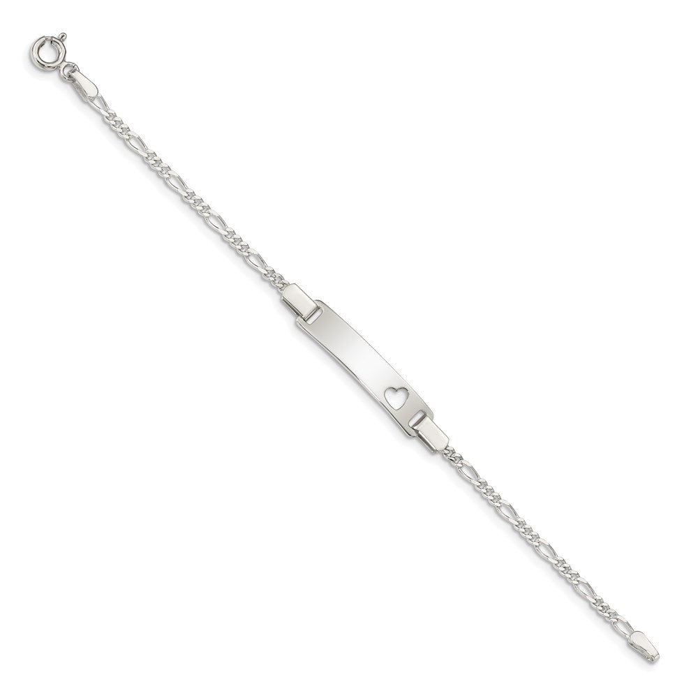 Sterling Silver Baby ID with Cut-out Heart Bracelet 5.5 inches