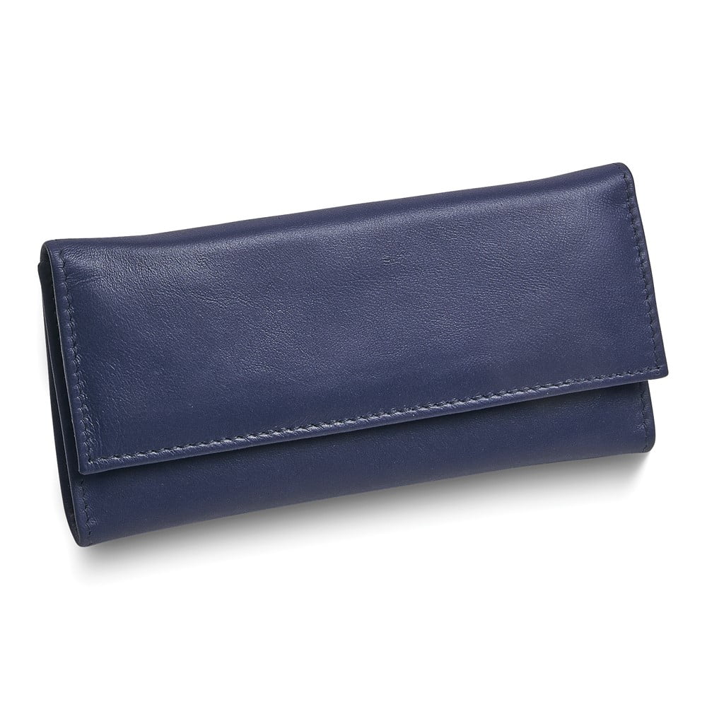 Blue Leather Magnetic Closure Slim Jewelry Wallet GM17709