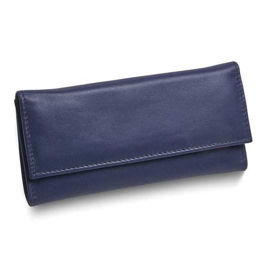 Blue Leather Magnetic Closure Slim Jewelry Wallet GM17709