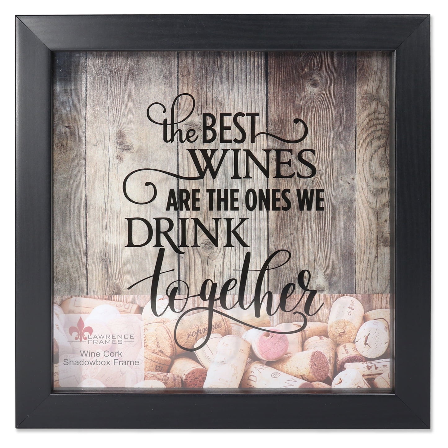 Lawrence Frames 10x10 Black Shadow Box Wine Cork Holder