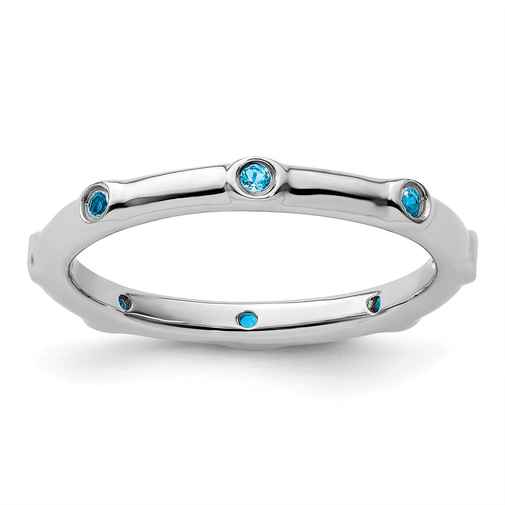 Sterling Silver Stackable Expressions Blue Topaz Ring Size -9