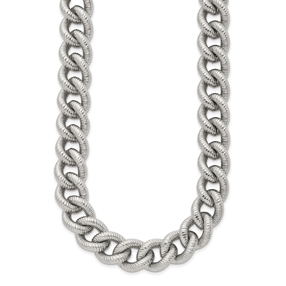 Stainless Steel Polished and Textured 14.5mm 23.75in Curb Chain