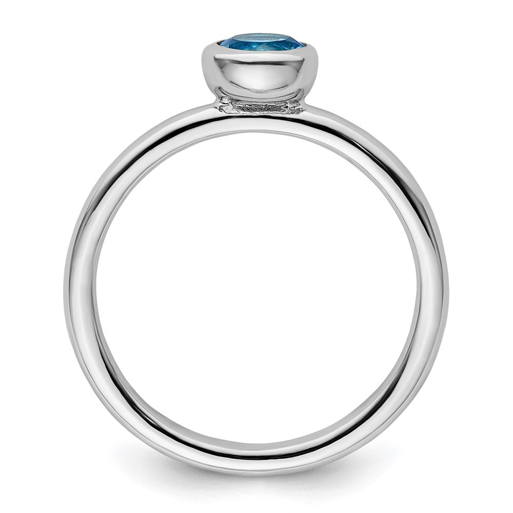 Sterling Silver Stackable Expressions Low 5mm Round Blue Topaz Ring Size -5
