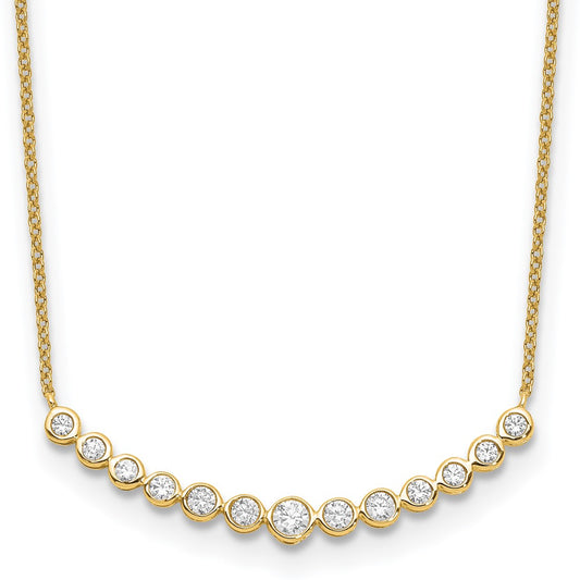 True Origin 14K 1/2 carat Lab Grown Diamond VS  D E F 18 inch Graduated Curved Bar Necklace