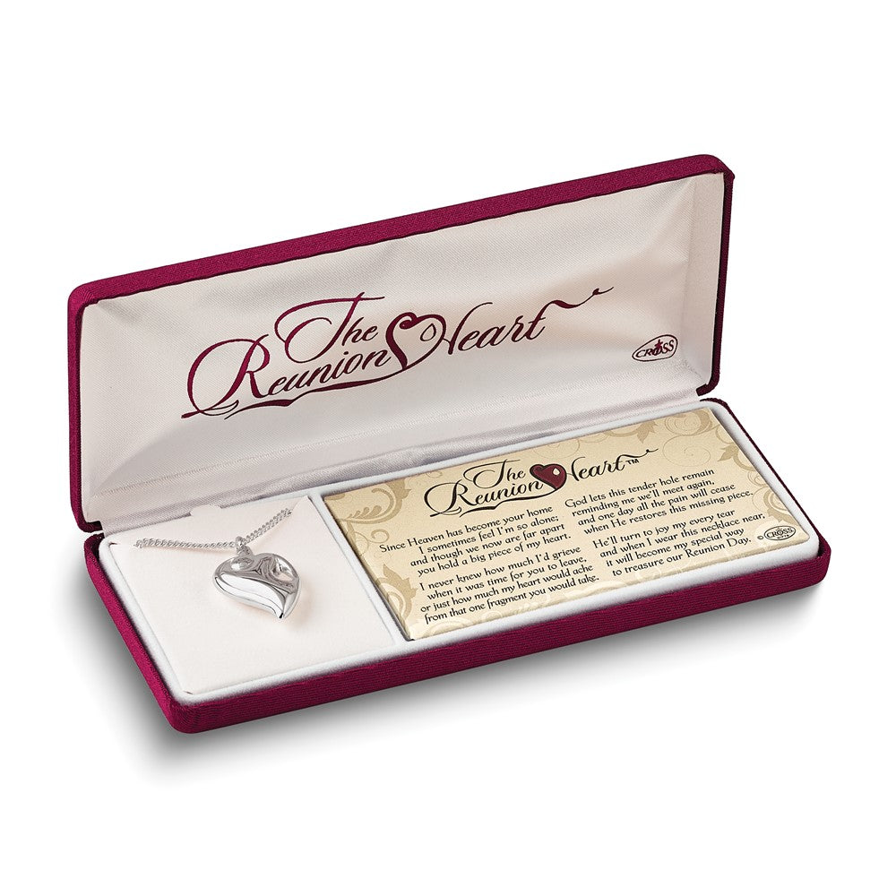 Silver-plated The Reunion Heart Memorial Ash Holder 24 inch Necklace with Poem