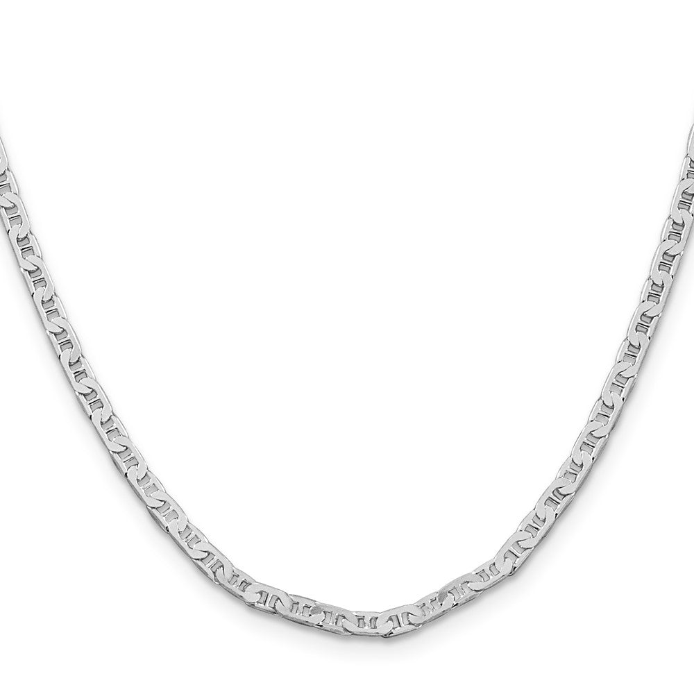 Sterling Silver Rhodium-plated 3mm Flat Anchor Chain 20 Inches