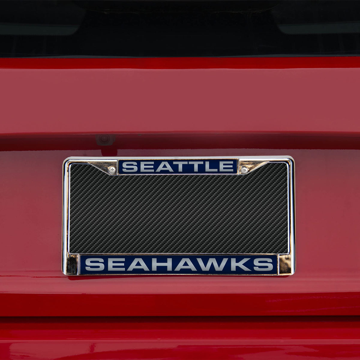 Seattle Seahawks Laser Chrome License Plate Frame Free Screw Caps Included