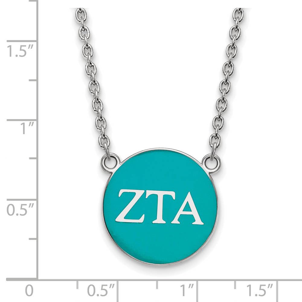 Sterling Silver 18in Official Licensed Greek Sororities Zeta Tau Alpha (ZTA) Small Enamel Pendant w/Necklace