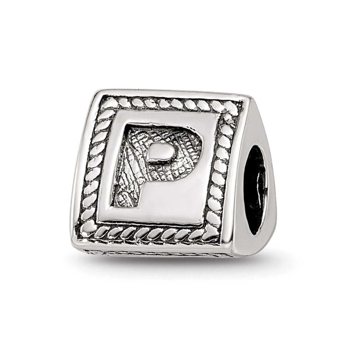 Reflection Beads QRS1429P Sterling Silver Letter P Triangle Block Bead